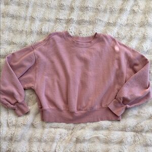 Pink Cropped Crewneck Sweatshirt